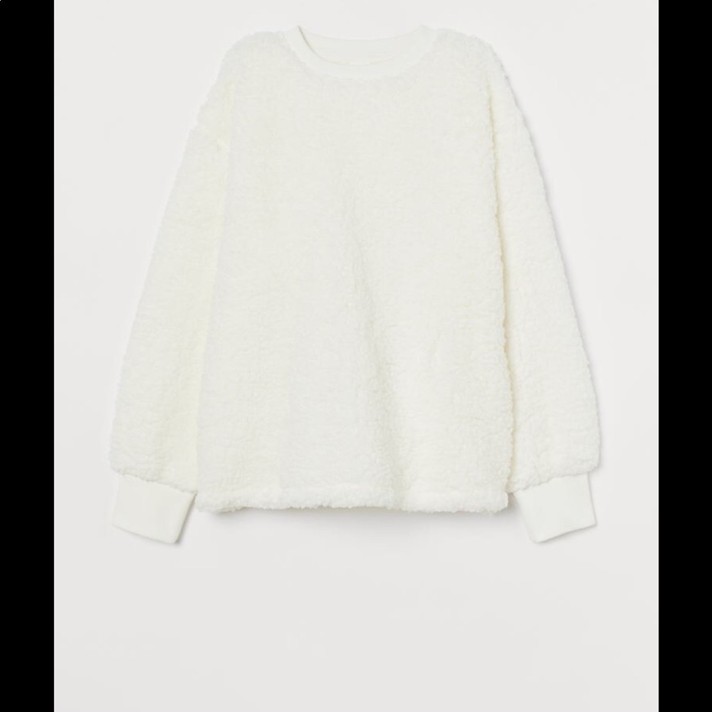 H&M faux shearling teddy sweater white